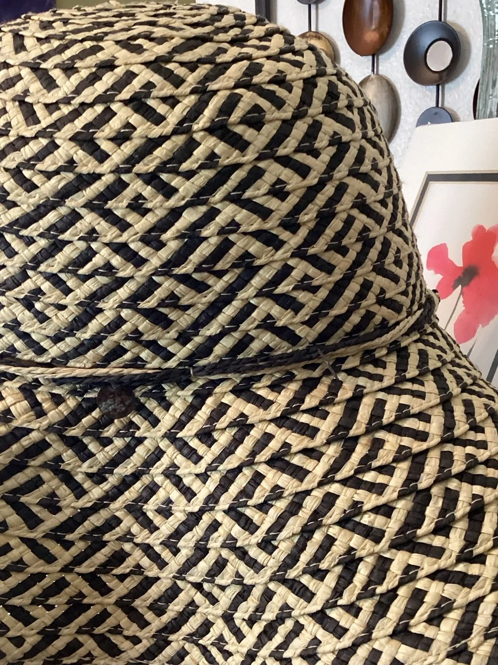 Woven Straw Sun Hat in Yellow and Black -Gap 1969 l
